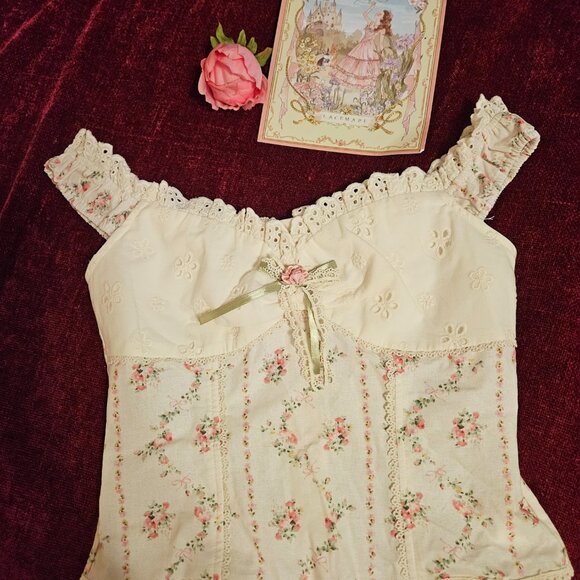 LACEMADE CAKE CUP TOP NWT SIZE XS ADORABLE. Victorian rose style chemise - Picture 6 of 9